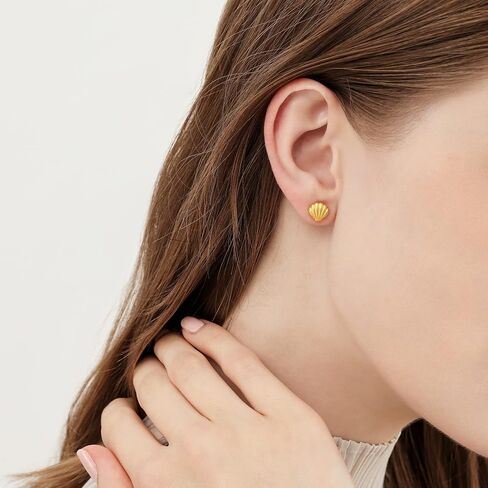 CHOW SANG SANG 999 24K Solid Gold Shell with Mother of Pearl Asymmetric Stud Earring for Women 93526E in Saudi Arabia