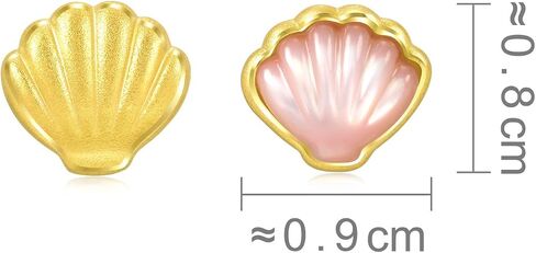 CHOW SANG SANG 999 24K Solid Gold Shell with Mother of Pearl Asymmetric Stud Earring for Women 93526E in Saudi Arabia
