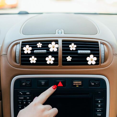 8 Pcs Car Vent Clips Daisy White Flower Air Freshener Vent Clips with 4pcs Perfume Tablets Car Interior Decor Accessories for Women(No Fragrance) in Kuwait
