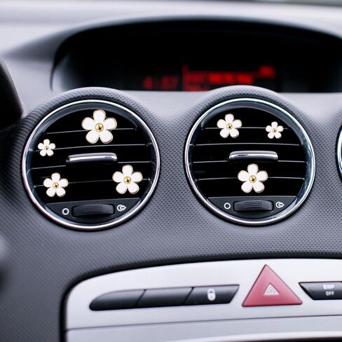 8 Pcs Car Vent Clips Daisy White Flower Air Freshener Vent Clips with 4pcs Perfume Tablets Car Interior Decor Accessories for Women(No Fragrance) in Kuwait