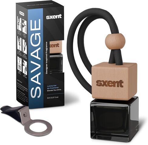 SXENT Savage Car Air Freshener for Men | Formaldehyde-Free Long-Lasting Fragrance Inspired by Sauvage | Vent-Clip or Hanging Black Diffuser in Saudi Arabia