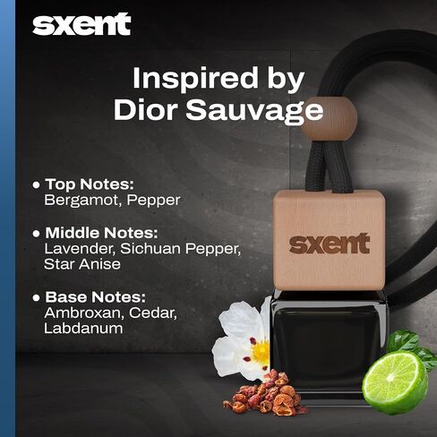 SXENT Savage Car Air Freshener for Men | Formaldehyde-Free Long-Lasting Fragrance Inspired by Sauvage | Vent-Clip or Hanging Black Diffuser in Saudi Arabia