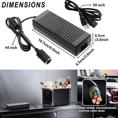 AC to DC 110V إلى 12V محول ، محول 15A 180W ، مقبس أخف سجائر 12 فولت إلى الجدار لثلاجة السيارة ، نفخ الإطارات ، نظافة فراغ ، مبرد in Kuwait