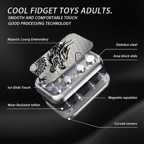 شريط التمرير ، تشغيل المعادن تململ لعبة البالغين من البالغين مع الأصوات الساحرة ، وتخفيف الإجهاد ADHD ، ADHD ، لعبة مكتب جيب متين ، للأصدقاء ، مثالية للمكتب والمنزل والانتظار (رمادي) in Kuwait