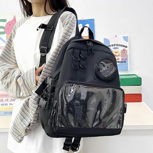 Ita Bag Preppy Backpack with Pin Display Insert for School Anime Cosplay (Black) in Kuwait