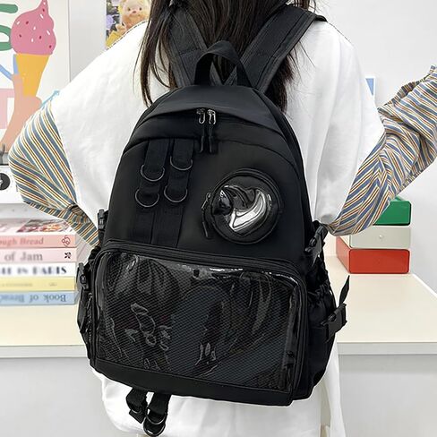 Ita Bag Preppy Backpack with Pin Display Insert for School Anime Cosplay (Black) in Kuwait
