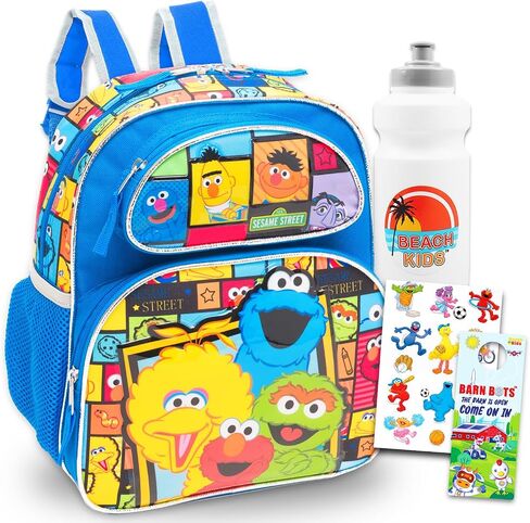 حقائب ظهر Sesame Street Mini - حزمة مع حقيبة ظهر صغيرة تضم Elmo و Big Bird و Cookie Monster و Mater Bottle و Toeds والمزيد | حقيبة ما قبل المدرسة في شارع السمسم للأطفال الصغار in Saudi Arabia