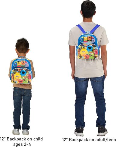 حقائب ظهر Sesame Street Mini - حزمة مع حقيبة ظهر صغيرة تضم Elmo و Big Bird و Cookie Monster و Mater Bottle و Toeds والمزيد | حقيبة ما قبل المدرسة في شارع السمسم للأطفال الصغار in Saudi Arabia