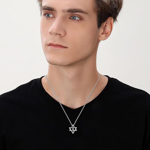 Sterling Silver Star of David Necklace - Metatron Necklace Gift for Men in Saudi Arabia