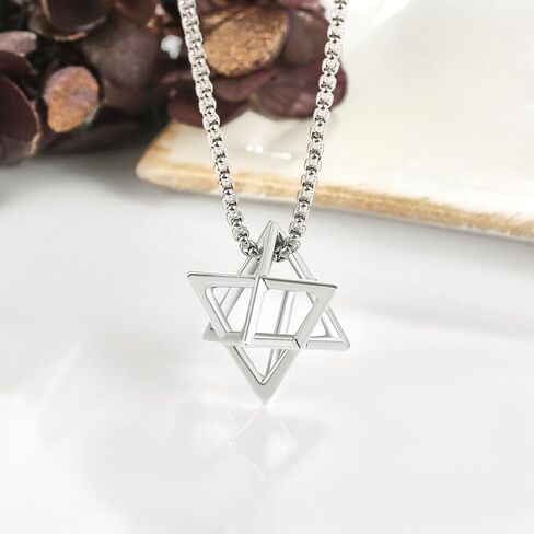 Sterling Silver Star of David Necklace - Metatron Necklace Gift for Men in Saudi Arabia