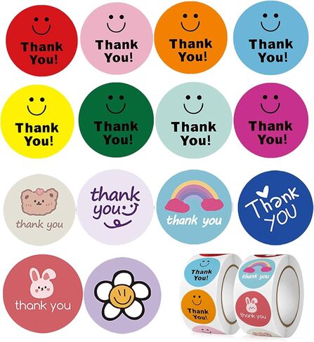 yojo شكرا لك ملصقات ، 1000 pcs 1 بوصة شكرا لك ملصقات لخبز تعبئة مغلف الأختام التجارية الصغيرة ، شكرا لك العلامات على حفل زفاف الحفلات in Kuwait