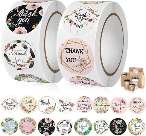 yojo شكرا لك ملصقات ، 1000 pcs 1 بوصة شكرا لك ملصقات لخبز تعبئة مغلف الأختام التجارية الصغيرة ، شكرا لك العلامات على حفل زفاف الحفلات in Kuwait