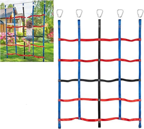 Climbing Net for Kids Outdoor, Climbing Cargo Net, Playground Accessories, Kids Climbing Net Swing Set for Jungle Gyms Playground Obstacle Course Training for Outdoor (Three Colors) in Kuwait