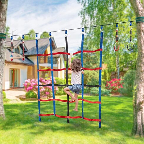 Climbing Net for Kids Outdoor, Climbing Cargo Net, Playground Accessories, Kids Climbing Net Swing Set for Jungle Gyms Playground Obstacle Course Training for Outdoor (Three Colors) in Kuwait