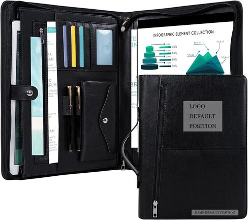 Portfolio for Men, Padfolio, Portfolio,Business Binders, Portfolio Folder, PU Leather Binder, Portfolio Notebook, Gift for Lawyers/Gratuates, Black in Saudi Arabia