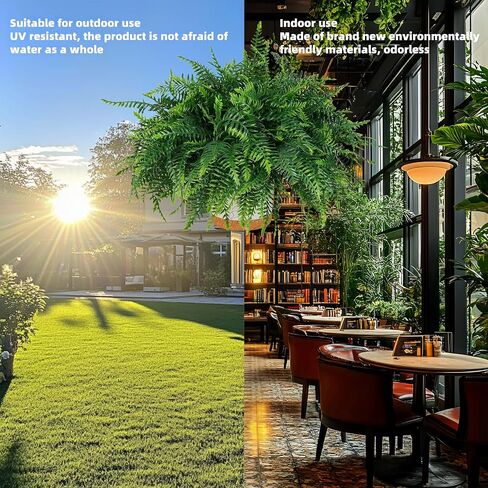 QIANYUN Fake Outdoor Plants-24inch Artificial Ferns UV Resistant Fake Ferns for Bedroom Living Room Garden Outdoor Indoor Decor- Including Planters (Green-04) in Saudi Arabia