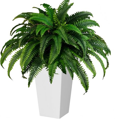 QIANYUN Fake Outdoor Plants-24inch Artificial Ferns UV Resistant Fake Ferns for Bedroom Living Room Garden Outdoor Indoor Decor- Including Planters (Green-04) in Saudi Arabia