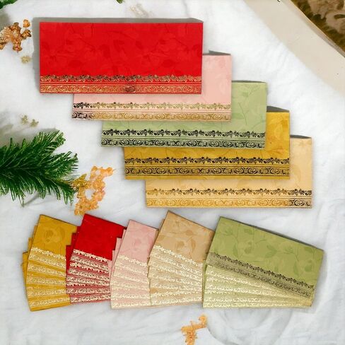 LoveNspire Pack of 10 Money Envelopes for Cash Assorted Colors Paper Shagun Lifafa Decorative Lucky Cash Holder Gift Card Currency Holder Tip Envelopes Wedding Diwali Gift in Saudi Arabia