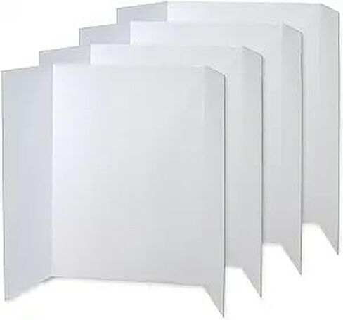 Wints 6 Packs 48 "× 36" ملصقات Trifold Poard White Trifold Poards لوحة ملصقات تقديمي مموجة كبيرة ومتطورة للطي للعروض التقديمية ، مشاريع المدارس ، معرض العلوم in Kuwait