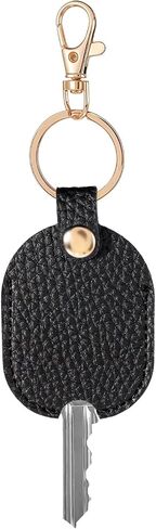 Leather Cars Key Sleeve for Broken Key, Car Keys Loop Replacement Keys Fob Cover Sleeve Broken Car Keychains Protector Holder, Stylish Durable Mini Keyring Holder for Women Men (Black) in Saudi Arabia