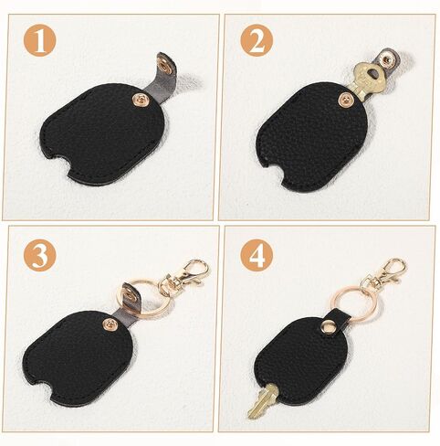 Leather Cars Key Sleeve for Broken Key, Car Keys Loop Replacement Keys Fob Cover Sleeve Broken Car Keychains Protector Holder, Stylish Durable Mini Keyring Holder for Women Men (Black) in Saudi Arabia