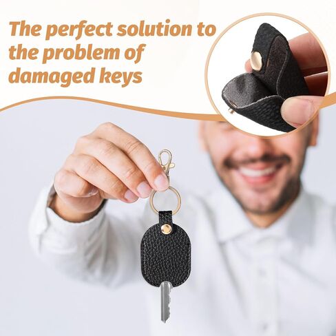 Leather Cars Key Sleeve for Broken Key, Car Keys Loop Replacement Keys Fob Cover Sleeve Broken Car Keychains Protector Holder, Stylish Durable Mini Keyring Holder for Women Men (Black) in Saudi Arabia