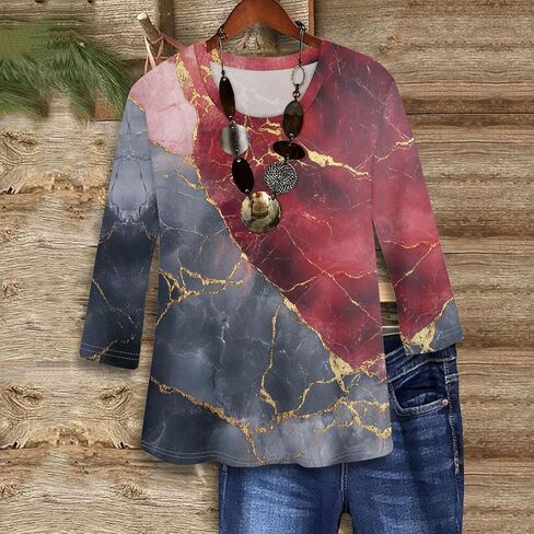 Shirts for Women Trendy 3/4 Length Sleeve Summer Crewneck Tops Plus Size Floral Print 1/2 Sleeve Drassy Casual Blouses in Kuwait