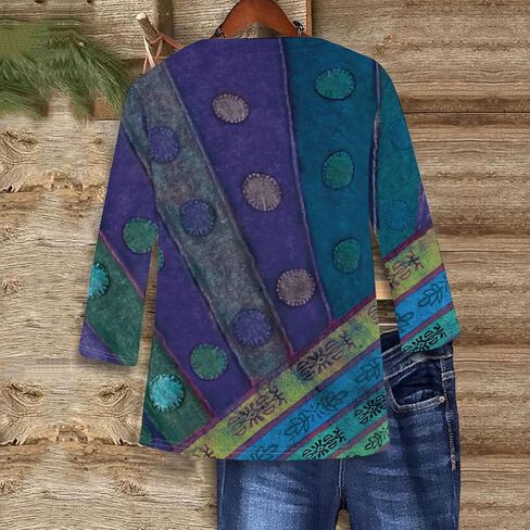 Shirts for Women Trendy 3/4 Length Sleeve Summer Crewneck Tops Plus Size Floral Print 1/2 Sleeve Drassy Casual Blouses in Kuwait