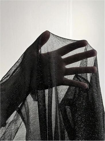 Oyoangle Women's Glitter Sheer See من خلال أعلى الأكمام القصيرة القصيرة فضفاضة قميص شبكة شيرت لامعة غير رسمية in Kuwait