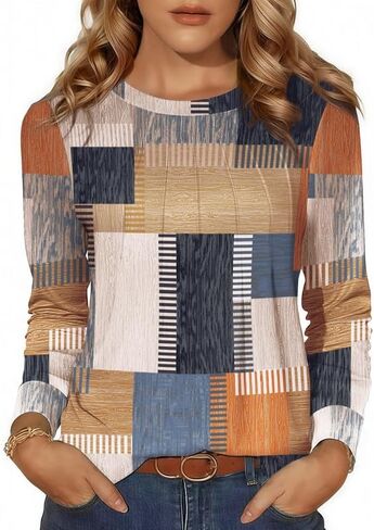 Long Sleeve Tunic Tops for Women Crew Neck Pleated T-Shirts Business Work Blouses Fall 2025 Clothes in Saudi Arabia