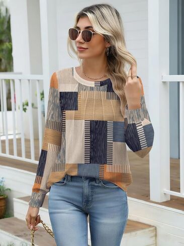 Long Sleeve Tunic Tops for Women Crew Neck Pleated T-Shirts Business Work Blouses Fall 2025 Clothes in Saudi Arabia