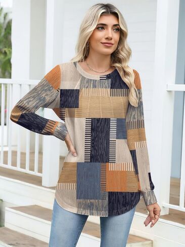 Long Sleeve Tunic Tops for Women Crew Neck Pleated T-Shirts Business Work Blouses Fall 2025 Clothes in Saudi Arabia