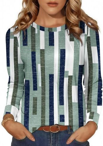 Long Sleeve Tunic Tops for Women Crew Neck Pleated T-Shirts Business Work Blouses Fall 2025 Clothes in Saudi Arabia