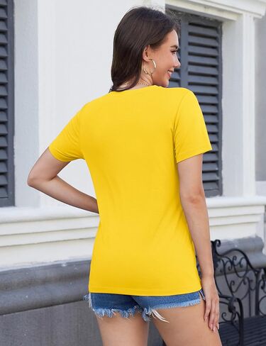 MAGCOMSEN Women's Short Sleeve T Shirts Cotton Summer UPF 50+ Crew Neck Casual Tops Trendy Solid Color Basic Tees in Kuwait