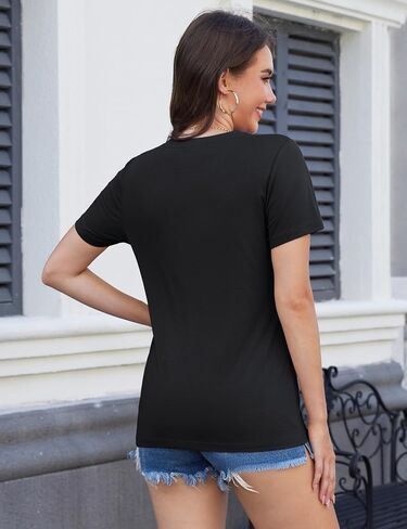 MAGCOMSEN Women's Short Sleeve T Shirts Cotton Summer UPF 50+ Crew Neck Casual Tops Trendy Solid Color Basic Tees in Saudi Arabia