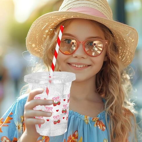 50Pcs Pink Bow Disposable Plastic Cups with Lids and Straws 12oz Cute Bow Heart Cold Beverage Drinking Cups for Bridal Shower Wedding Birthday Party Supplies in Kuwait