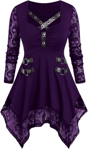 ROSE GAL Womens Plus Size Tunic Tops Fall Casual Long Sleeve T-Shirt Goth Shirt V Neck Loose Blouses Swing Tunic in Kuwait