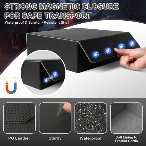 3200+ Capacity Trading Card Storage Box, Holds 3.7in Cards MTG Commander Deck Box with 24 Color-Coded Dividers & 4 Reinforced Supporters, Thick Card Organizer Fit for Magic, TCG, YuGiOh, Sports Cards in Kuwait