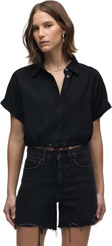 HUDSON womens Drawstring Button Down Short Sleeve Shirt in Saudi Arabia