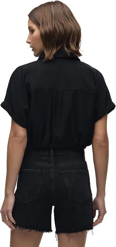 HUDSON womens Drawstring Button Down Short Sleeve Shirt in Saudi Arabia