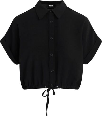 HUDSON womens Drawstring Button Down Short Sleeve Shirt in Saudi Arabia