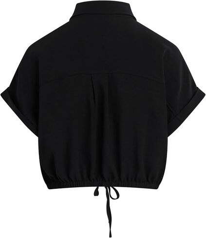 HUDSON womens Drawstring Button Down Short Sleeve Shirt in Saudi Arabia