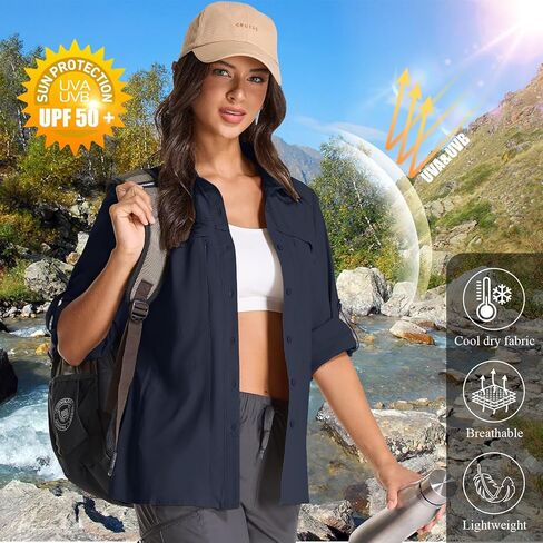 نساء UPF 50+ UV SUN SAFARI القمصان في الهواء الطوي in Kuwait