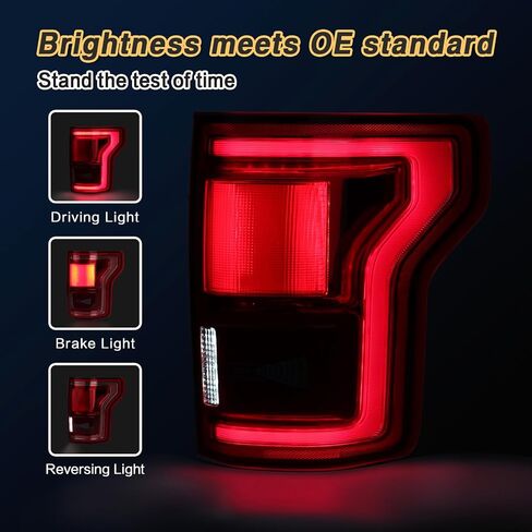 LED LED Tail Lights متوافقة مع Ford F150 2015 2015 2017 مجموعة الإشارة المصباح الخلفية المصباح الخلفي مع وحدة البقعة العمياء غير متضمنة استبدال FO2801259 HL3Z13404D (جانب الركاب الأيمن) in Kuwait
