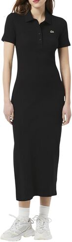 Lacoste Women's Long Ribbed Cotton Polo Dress in Kuwait