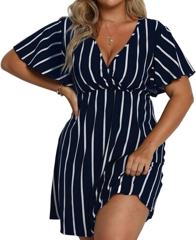Shejize Women's Plus Size Wrap Dress بالإضافة إلى فستان الصيف الحجم in Kuwait