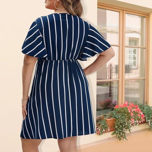 Shejize Women's Plus Size Wrap Dress بالإضافة إلى فستان الصيف الحجم in Kuwait