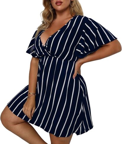 Shejize Women's Plus Size Wrap Dress بالإضافة إلى فستان الصيف الحجم in Kuwait