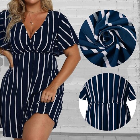 Shejize Women's Plus Size Wrap Dress بالإضافة إلى فستان الصيف الحجم in Kuwait