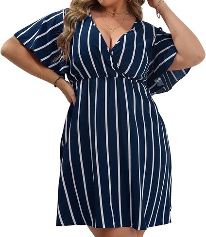 Shejize Women's Plus Size Wrap Dress بالإضافة إلى فستان الصيف الحجم in Kuwait
